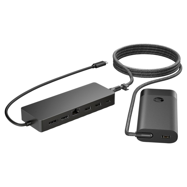 HP Universal USB-C Multiport Hub with 65W Power Adapter Notebook Charger - 2x USB-A, 2x USB-C(65W/Data), DisplayPort/HDMI, RJ-45