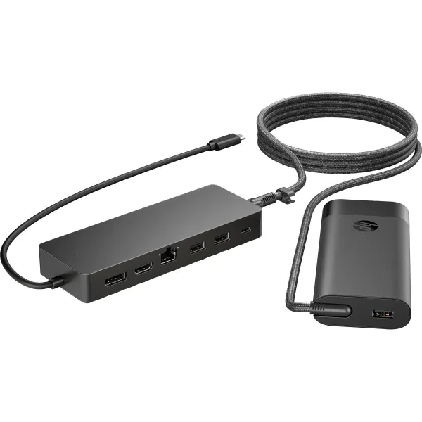 HP Universal USB-C Multiport Hub with 65W Power Adapter Notebook Charger - 2x USB-A, 2x USB-C(65W/Data), DisplayPort/HDMI, RJ-45
