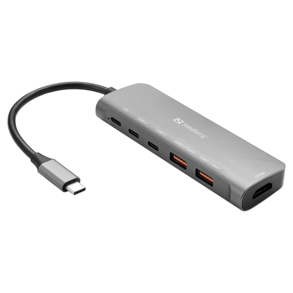 Sandberg 136-65 USB-C Dock HDMI+2xA+2xC+PD100W