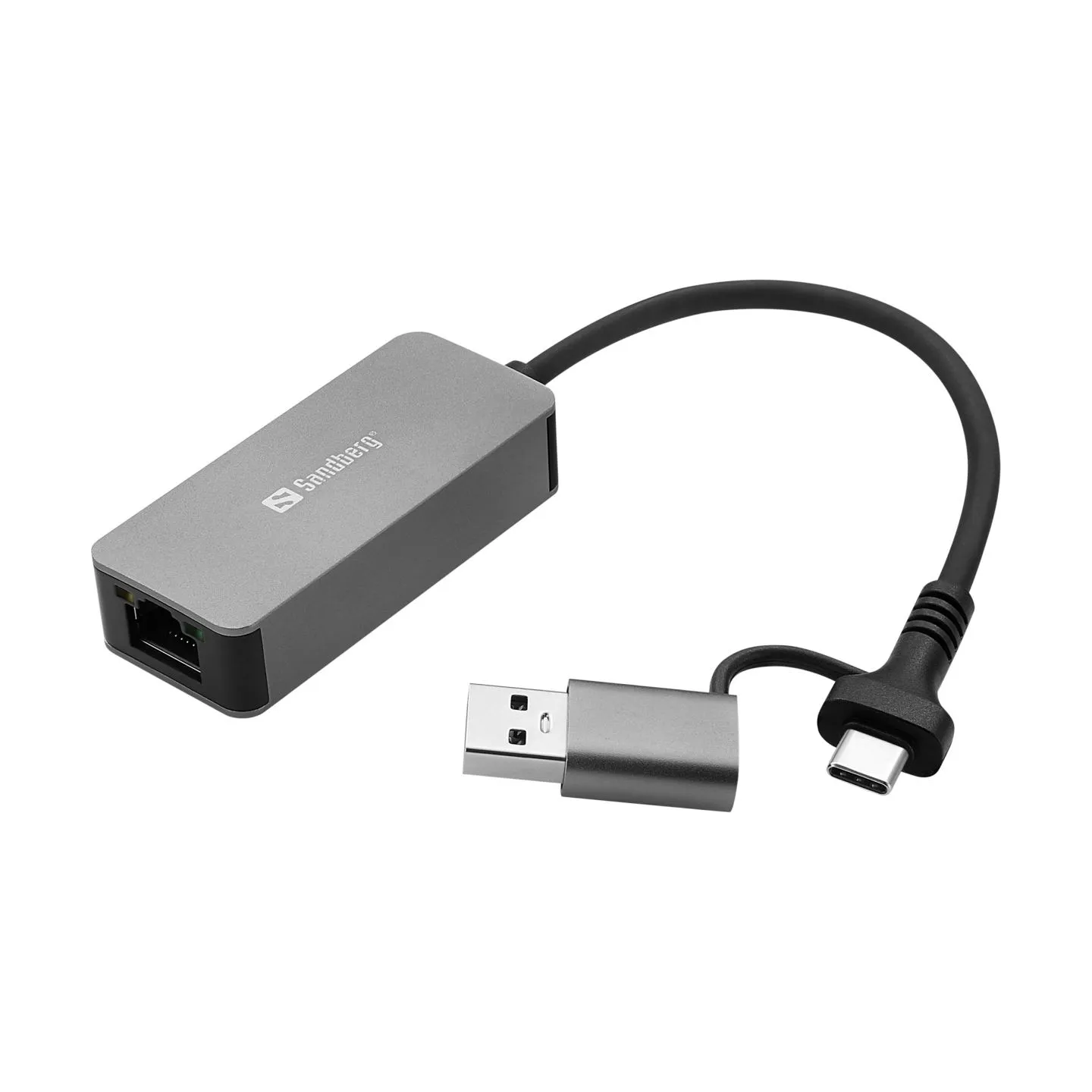 Sandberg 136-68 USB-C/A 2.5 GbE RJ45 Adapter, 2.5 Gigabit Ethernet on USB-C