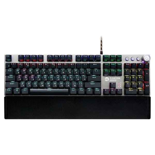 Canyon Nightfall GK-7, Wired Gaming Keyboard,Black 104 mechanical switches,60 million times key life, 22 types of lights,Removab