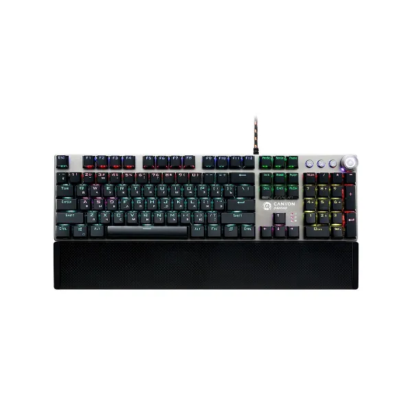 Canyon Nightfall GK-7, Wired Gaming Keyboard,Black 104 mechanical switches,60 million times key life, 22 types of lights,Removab