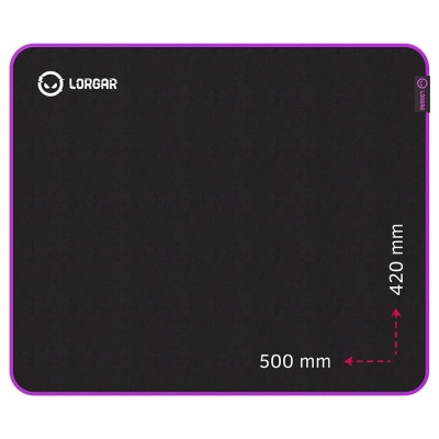 Lorgar Main 315, Gaming mouse pad, High-speed surface, Purple anti-slip rubber base, size: 500mm x 420mm x 3mm, weight 0.39kg