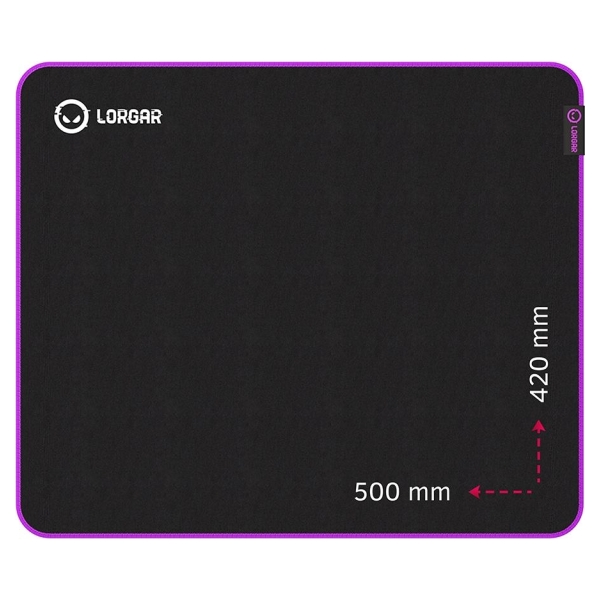 Lorgar Main 315, Gaming mouse pad, High-speed surface, Purple anti-slip rubber base, size: 500mm x 420mm x 3mm, weight 0.39kg
