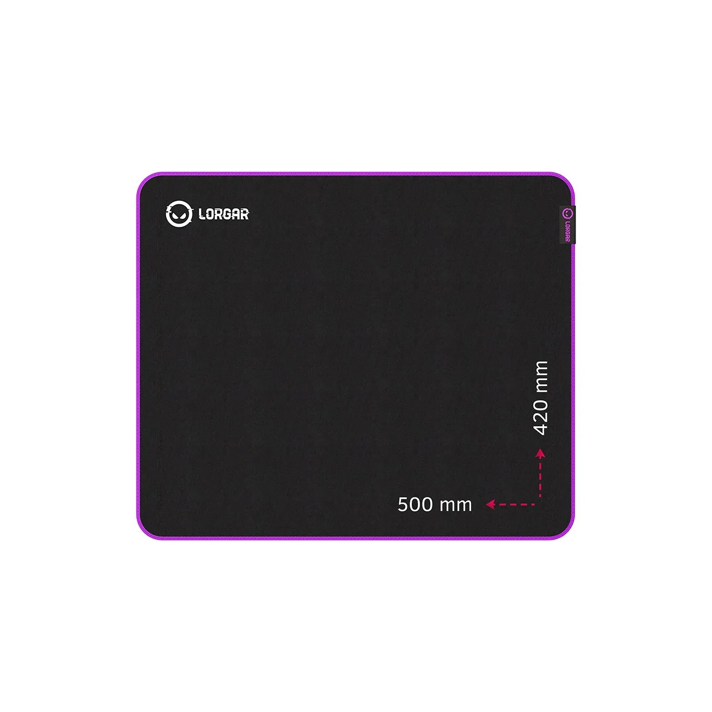 Lorgar Main 315, Gaming mouse pad, High-speed surface, Purple anti-slip rubber base, size: 500mm x 420mm x 3mm, weight 0.39kg