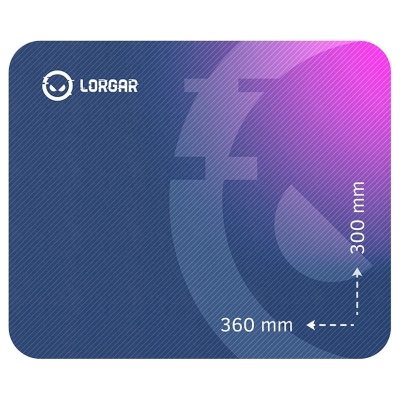 Lorgar Main 133, Gaming mouse pad, High-speed surface, Purple anti-slip rubber base, size: 360mm x 300mm x 3mm, weight 0.2kg