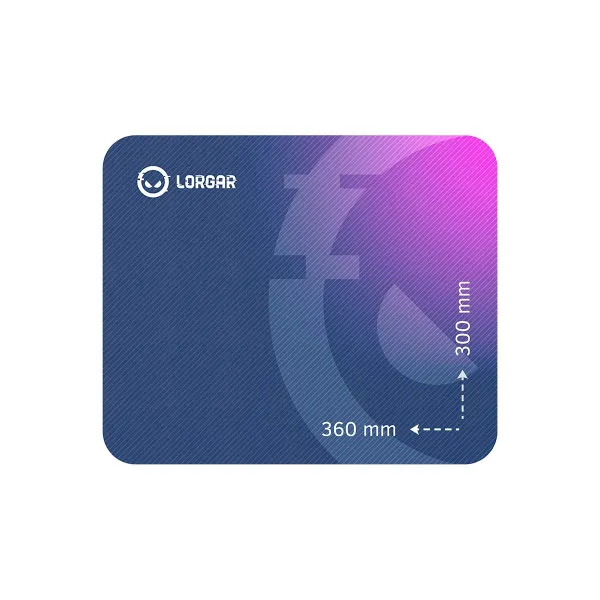 Lorgar Main 133, Gaming mouse pad, High-speed surface, Purple anti-slip rubber base, size: 360mm x 300mm x 3mm, weight 0.2kg