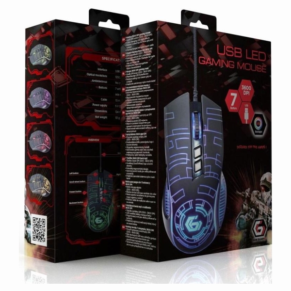 Gembird MOUSE USB OPTICAL GAMING/BLACK MUSG-RGB-01 GEMBIRD