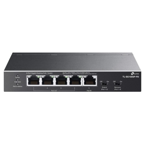 Tp-Link Switch|TP-LINK|TL-SG1005P-PD|Desktop/pedestal|5x10Base-T / 100Base-TX / 1000Base-T|PoE+ ports 5|TL-SG1005P-PD