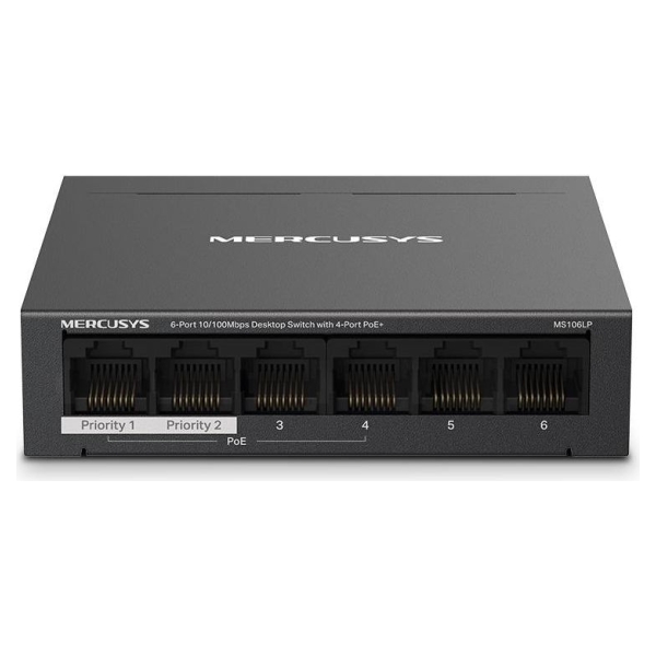 Mercusys Switch|MERCUSYS|Desktop/pedestal|6x10Base-T / 100Base-TX|PoE+ ports 4|MS106LP