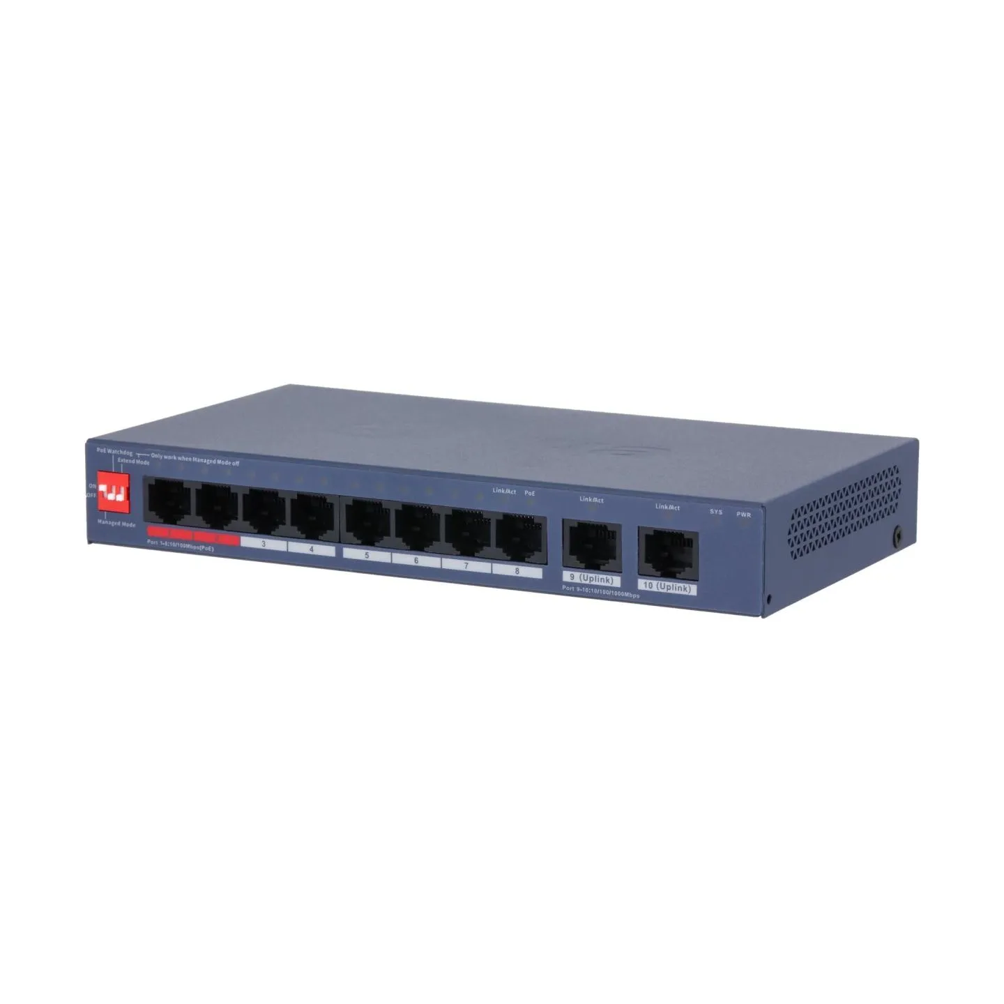 Dahua Switch|DAHUA|DH-CS4010-8ET2GT-110|Switch layer L2|8xRJ-45 ports|RJ-45 Ports Type Fast Ethernet (10/100)|2xGigabit Ethernet
