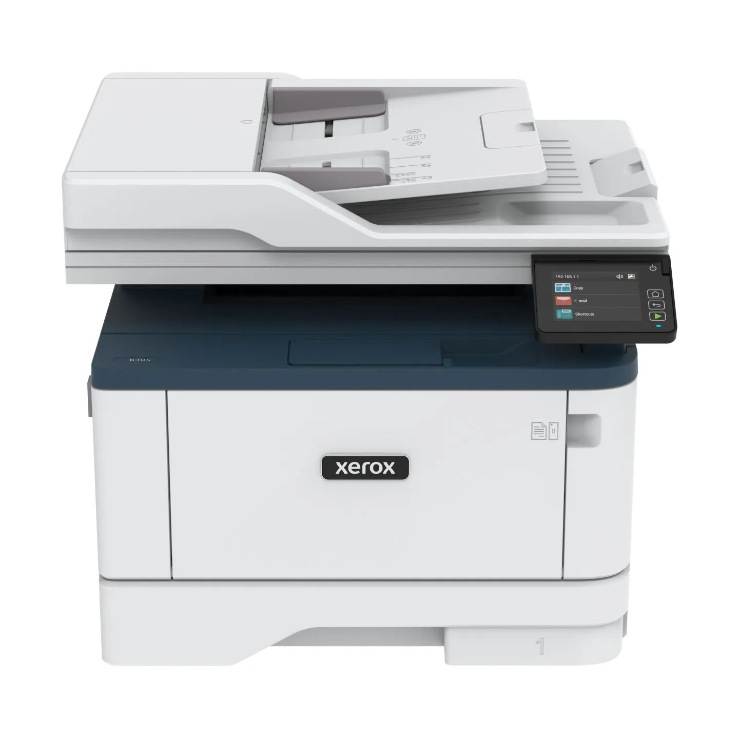 Xerox B305DNI A4 mono MFP 38ppm. Print, Copy, and Scan. Duplex, network, wifi, USB, 250 sheet paper tray / B305V_DNI