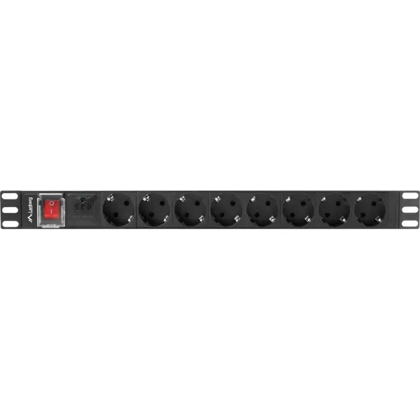 Lanberg Power Distribution unit (PDU) 19" 1U 16A 2m 8X Schuko oulets | PDU-08F-0200-BK
