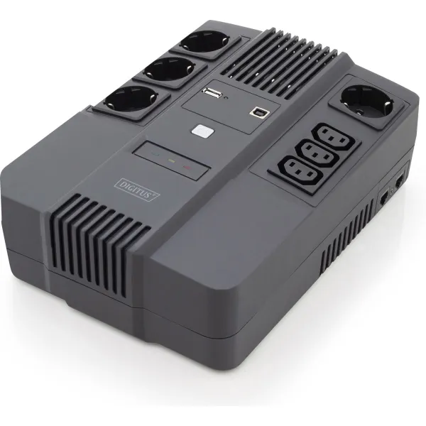 Digitus | All-in-One UPS | All-in-One UPS, 600VA/360W, LED 12V/7Ah x1, 4x CEE 7/7,3x IEC C13, USB, RJ45 | 600 VA | 360 W