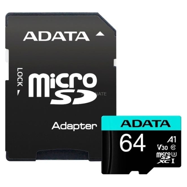 A-Data ADATA | Premier Pro UHS-I U3 V30S | 64 GB | MicroSDXC | Flash memory class 10 | Adapter
