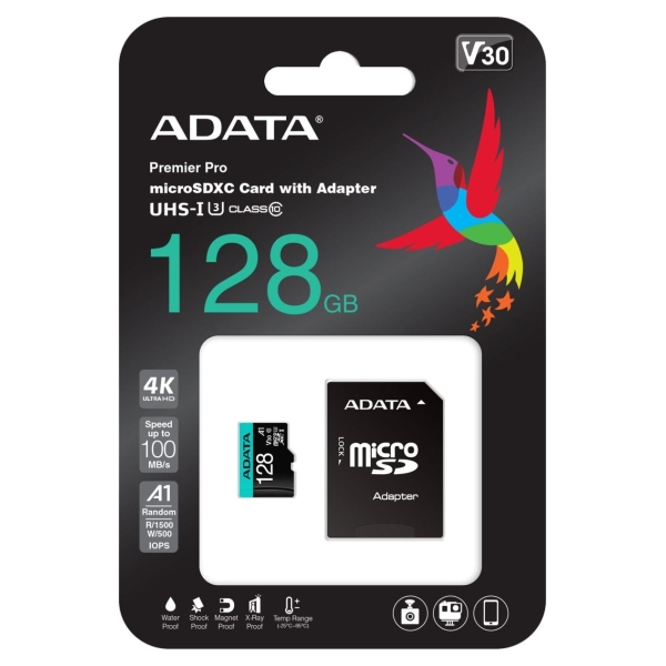 A-Data ADATA | Premier Pro | UHS-I U3 | 128 GB | micro SDXC | Flash memory class 10 | with Adapter