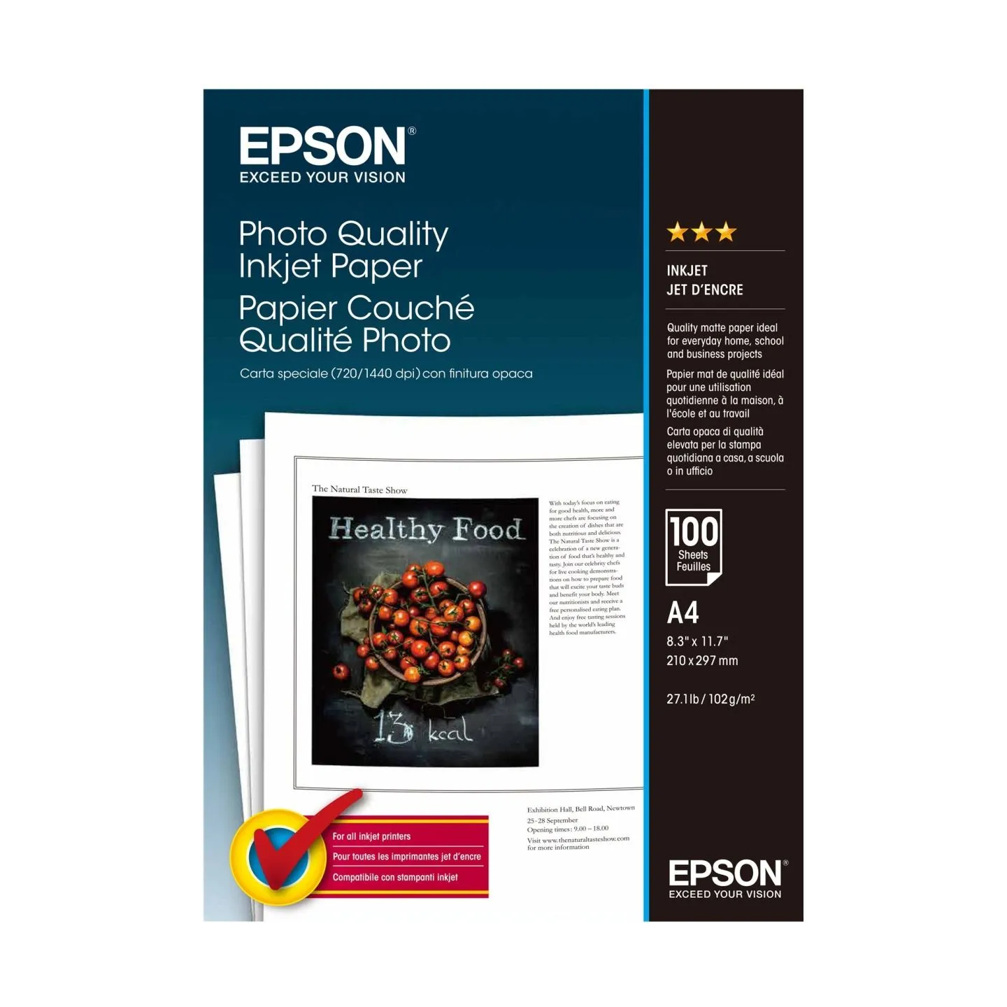 Epson Photo Quality Inkjet Paper - A4 - 100 sheets