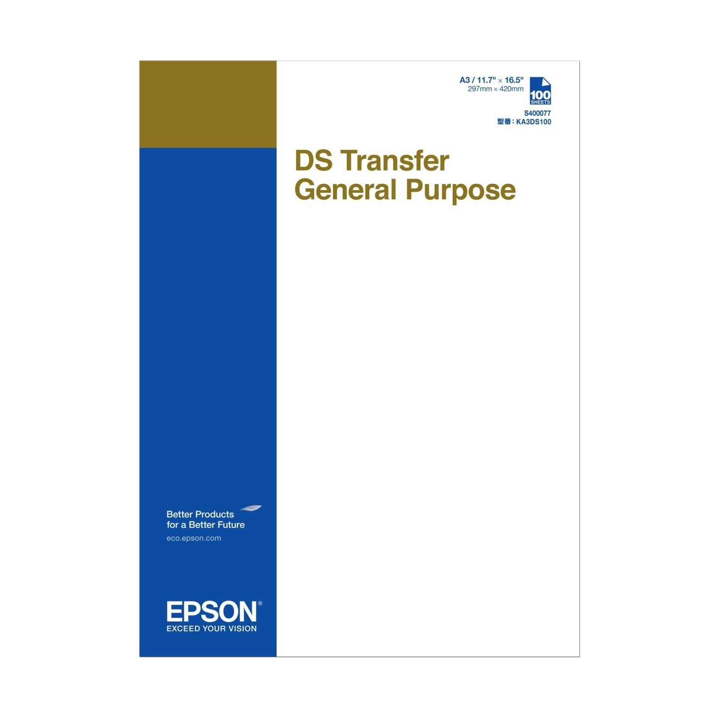 Epson DS Transfer General Purpose 100 Sheets | 87 g/m² | A3