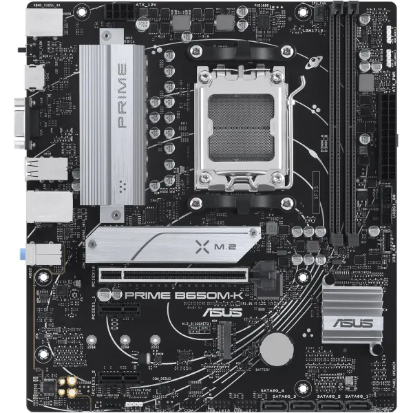 Asus | PRIME B650M-K | Processor family AMD | Processor socket AM5 | DDR5 | Supported hard disk drive interfaces SATA, M.2 | Num