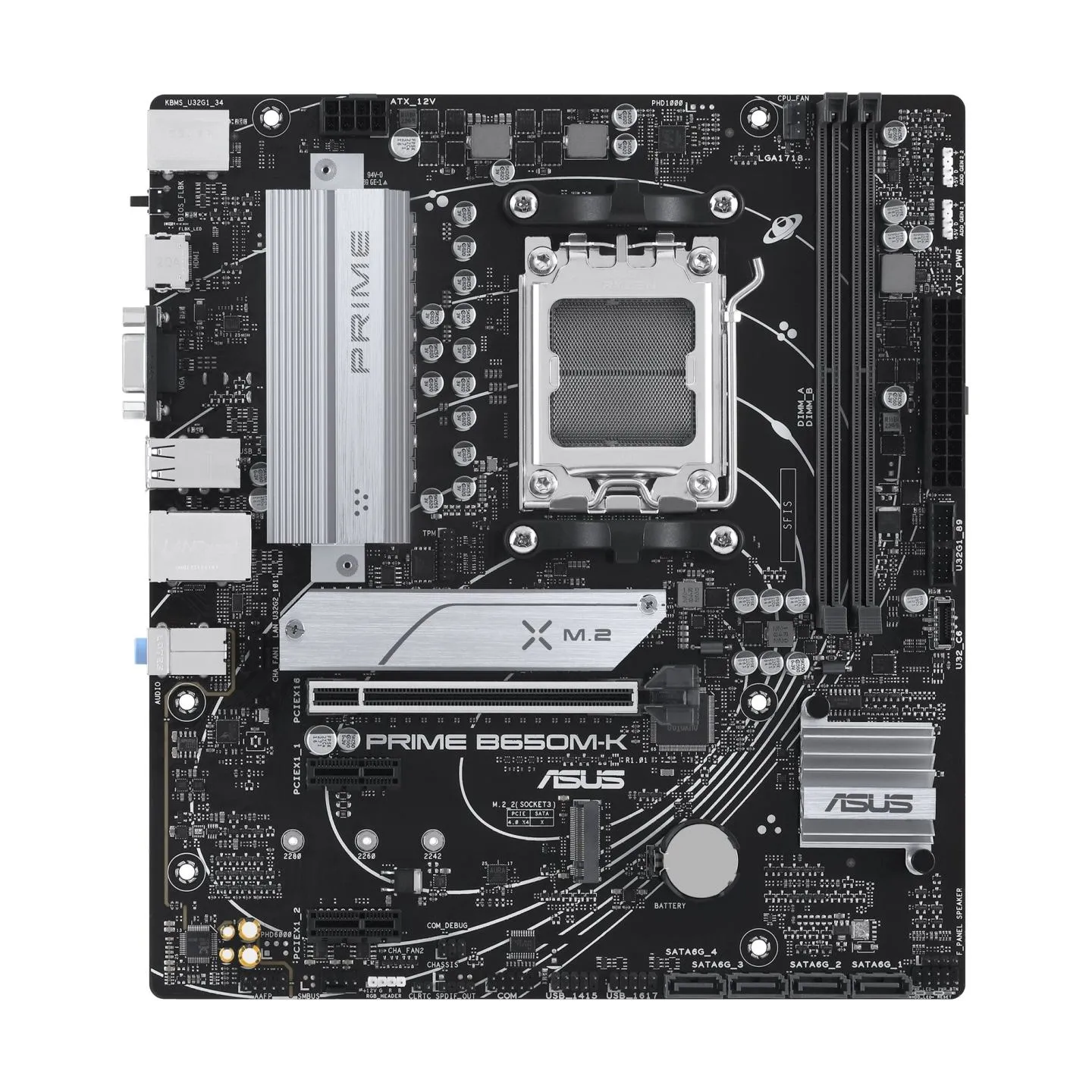 Asus | PRIME B650M-K | Processor family AMD | Processor socket AM5 | DDR5 | Supported hard disk drive interfaces SATA, M.2 | Num