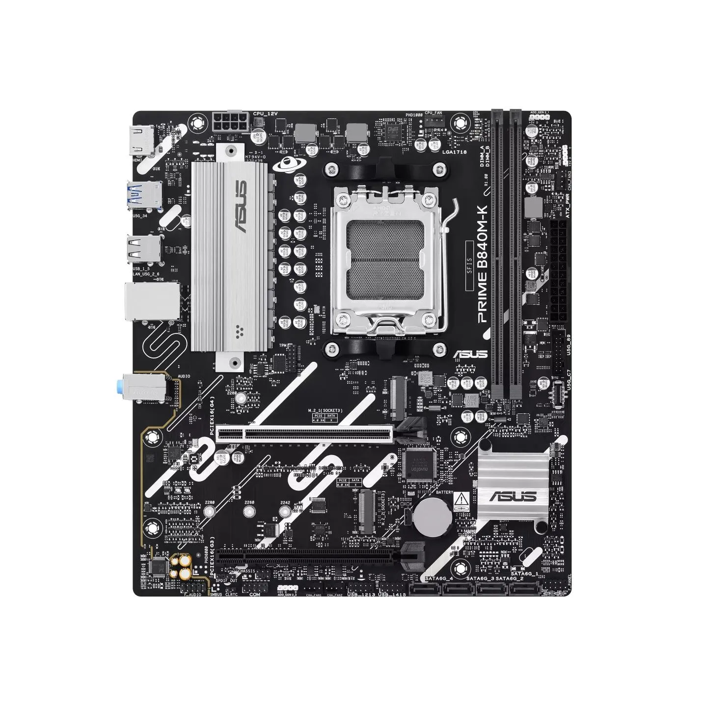 Asus PRIME B840M-K | Processor family AMD | Processor socket AM5 | DDR5 | Supported hard disk drive interfaces SATA, M.2 | Numbe