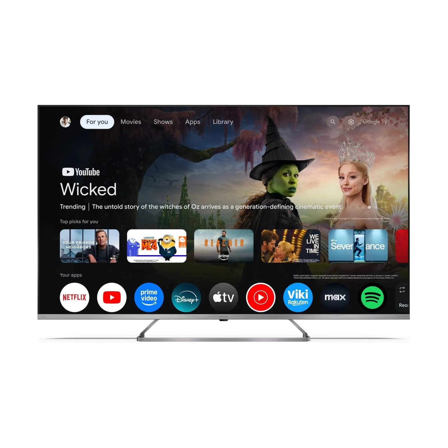 Sharp 4K Ultra HD QLED MiniLED TV | 55JP7265E | 55 | Google TV | UHD