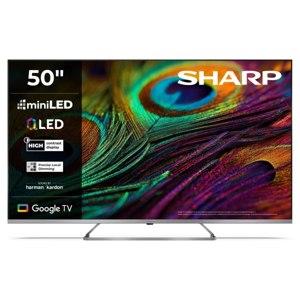 Sharp 4K QLED MiniLED TV | 50JP7265E | 50 | Smart TV | Google TV | UHD | Silver