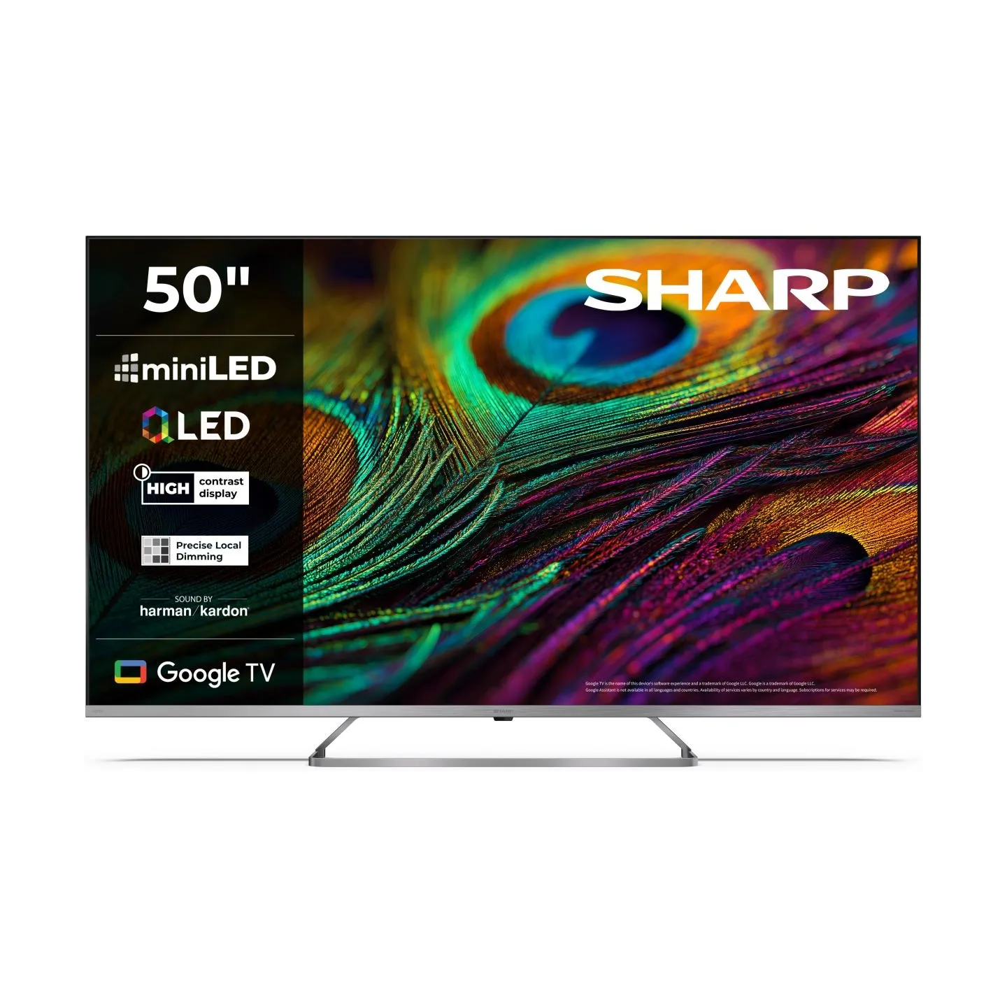 Sharp 4K QLED MiniLED TV | 50JP7265E | 50 | Smart TV | Google TV | UHD | Silver