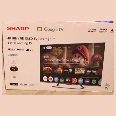 Sharp 50HR7265E 50" (126cm) QLED 144Hz 4K Ultra HD Google TV, Dolby Vision, Dolby Atmos, Central Stand |  Sharp 50HR7265E | 50 |