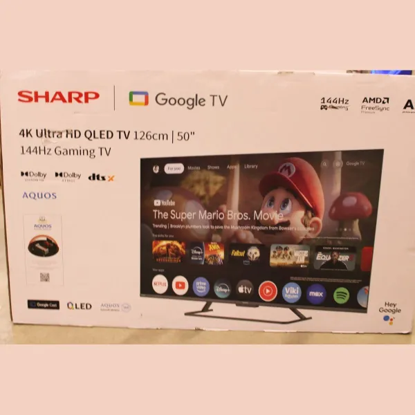Sharp 50HR7265E 50" (126cm) QLED 144Hz 4K Ultra HD Google TV, Dolby Vision, Dolby Atmos, Central Stand |  Sharp 50HR7265E | 50 |