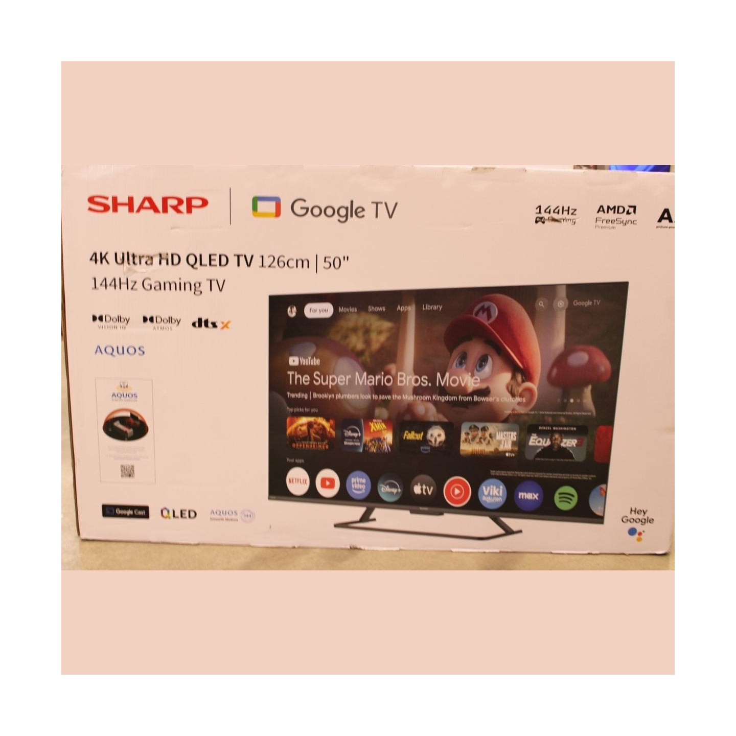 Sharp 50HR7265E 50" (126cm) QLED 144Hz 4K Ultra HD Google TV, Dolby Vision, Dolby Atmos, Central Stand |  Sharp 50HR7265E | 50 |