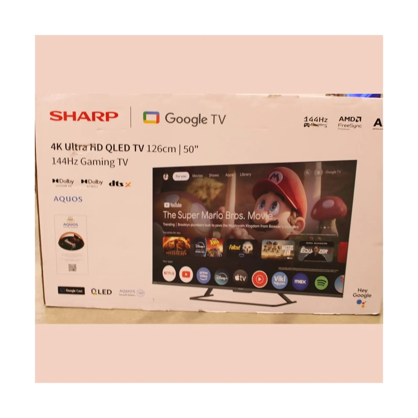 Sharp 50HR7265E 50" (126cm) QLED 144Hz 4K Ultra HD Google TV, Dolby Vision, Dolby Atmos, Central Stand |  Sharp 50HR7265E | 50 |