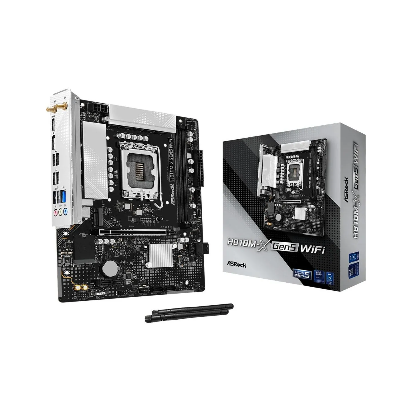 Asrock Mainboard|ASROCK|LGA 1851 (Socket V1)|RAM DDR5-SDRAM|2xSlots|H810M-XGEN5WIFI
