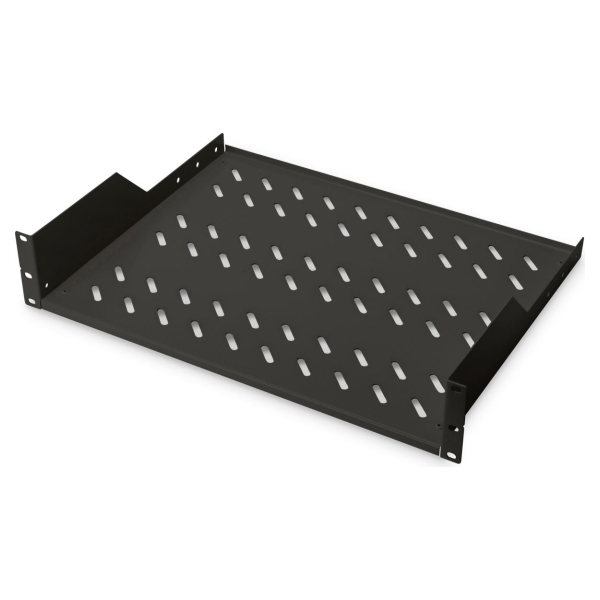 Digitus | 2U Fixed Shelf for Racks | DN-19 TRAY-2-SW | Perfect for storage of components which are not 483 mm (19”) suitable. Sl