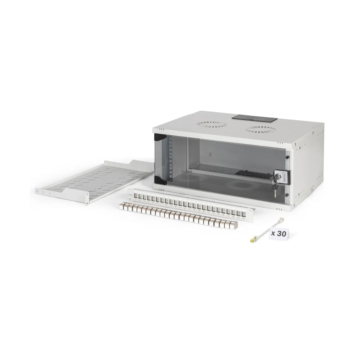 Digitus SOHO Pro network set, 483 mm (19"), 4U, 540 x 400 mm | DN-49200-SET | Light Grey