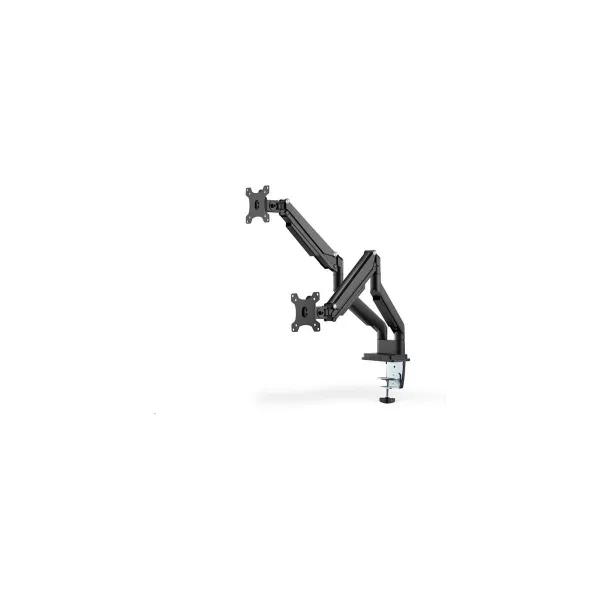 Digitus | Desk Mount | Universal Dual Monitor Mount with Gas Spring and Clamp Mount | Swivel, height adjustment, rotate | Black