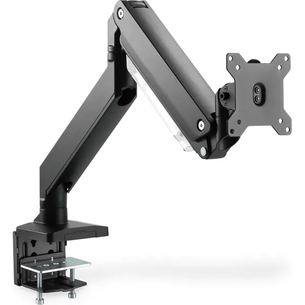 Digitus Desk Mount | Universal Single Monitor Mount with Gas Spring and Clamp Mount | Adjustable Height, Rotate, Tilt, Swivel | 
