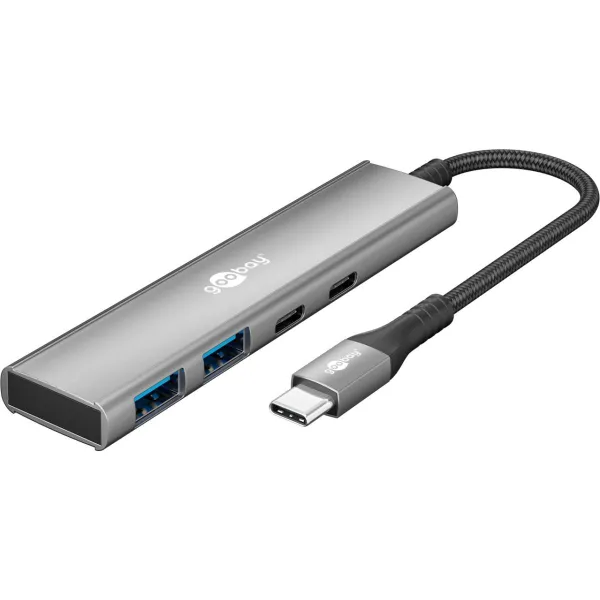 Goobay Slim 4-Port USB Hub, USB-C to USB-C/USB-A, 5 Gbit/s | 76563