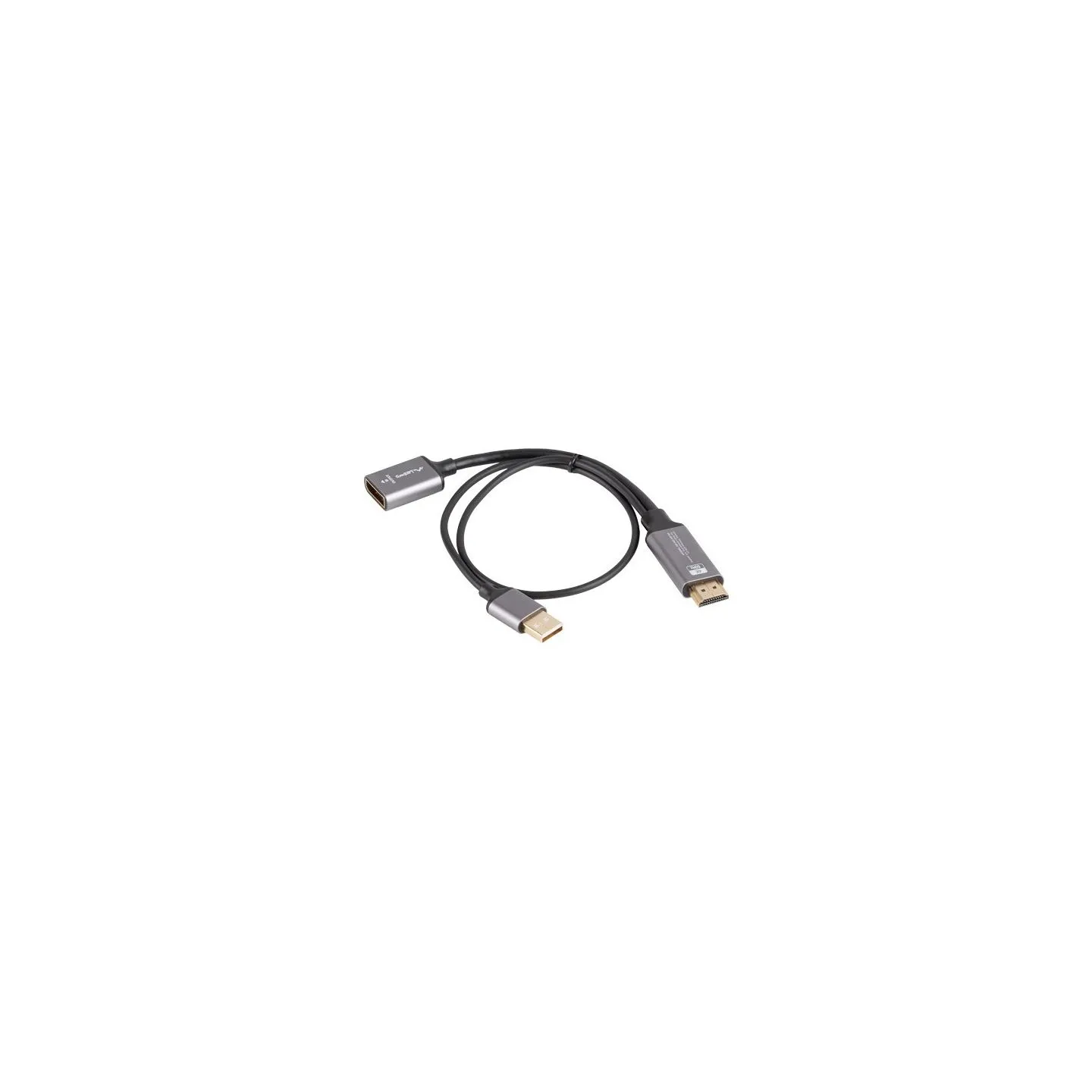 Lanberg HDMI (M) to Displayport (F) Adapter 4K on cable 20cm, Silver | AD-HD-DP-02