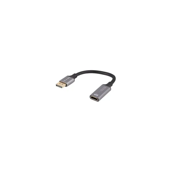 Lanberg Displayport (M) to HDMI (F) Adapter 8K on cable 20cm, Silver | AD-DP-HD-04