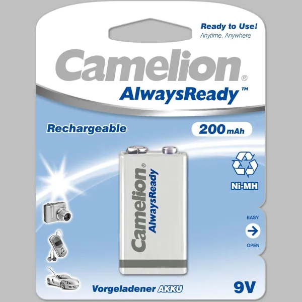 Camelion | 9V/6HR61 | 200 mAh | AlwaysReady Rechargeable Batteries Ni-MH | 1 pc(s)