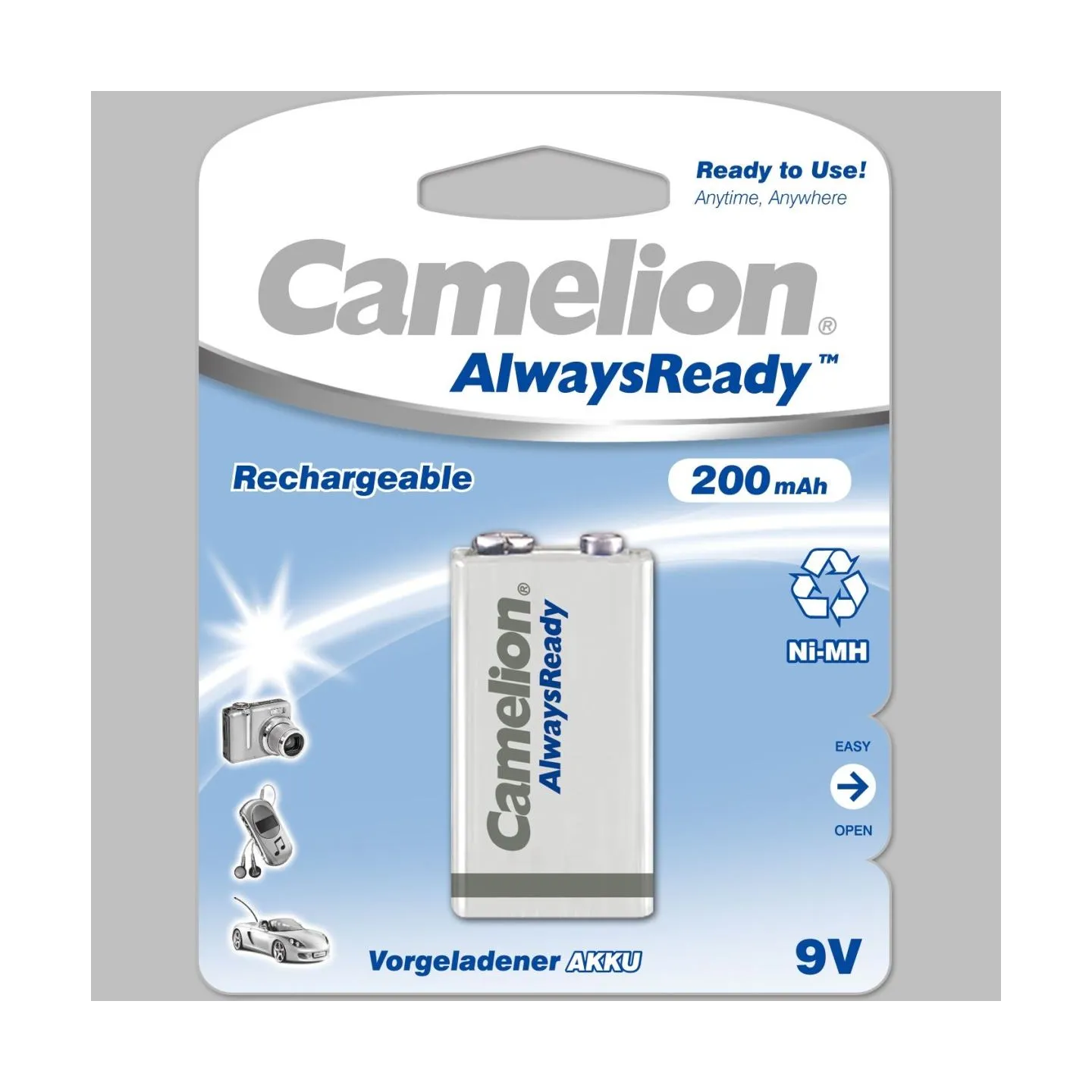 Camelion | 9V/6HR61 | 200 mAh | AlwaysReady Rechargeable Batteries Ni-MH | 1 pc(s)