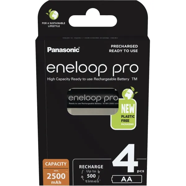 Panasonic | Rechargeable Batteries | ENELOOP Pro BK-3HCDE/4BE | AA | 2500 mAh | 4 pc(s)