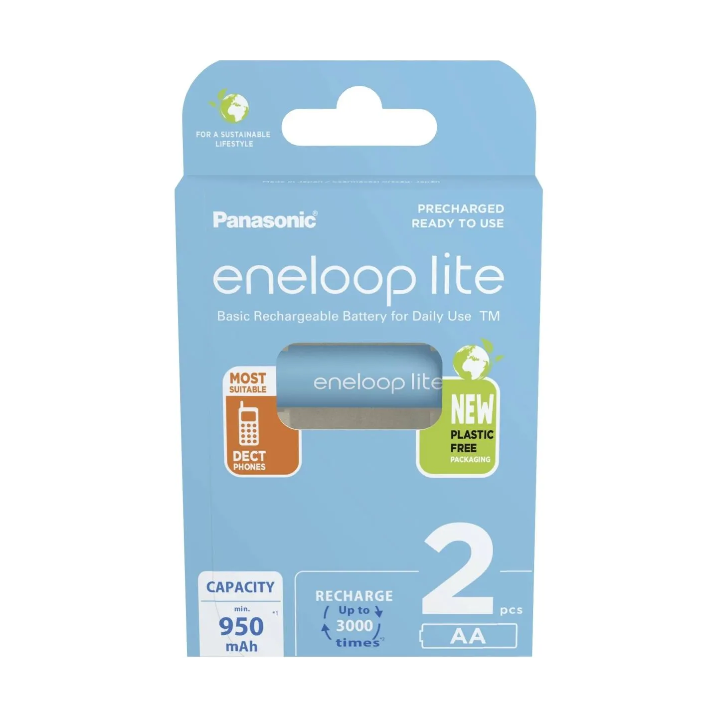 Panasonic | Rechargeable Batteries | ENELOOP Lite BK-3LCCE/2BE | AA | 950 mAh | 2 pc(s)