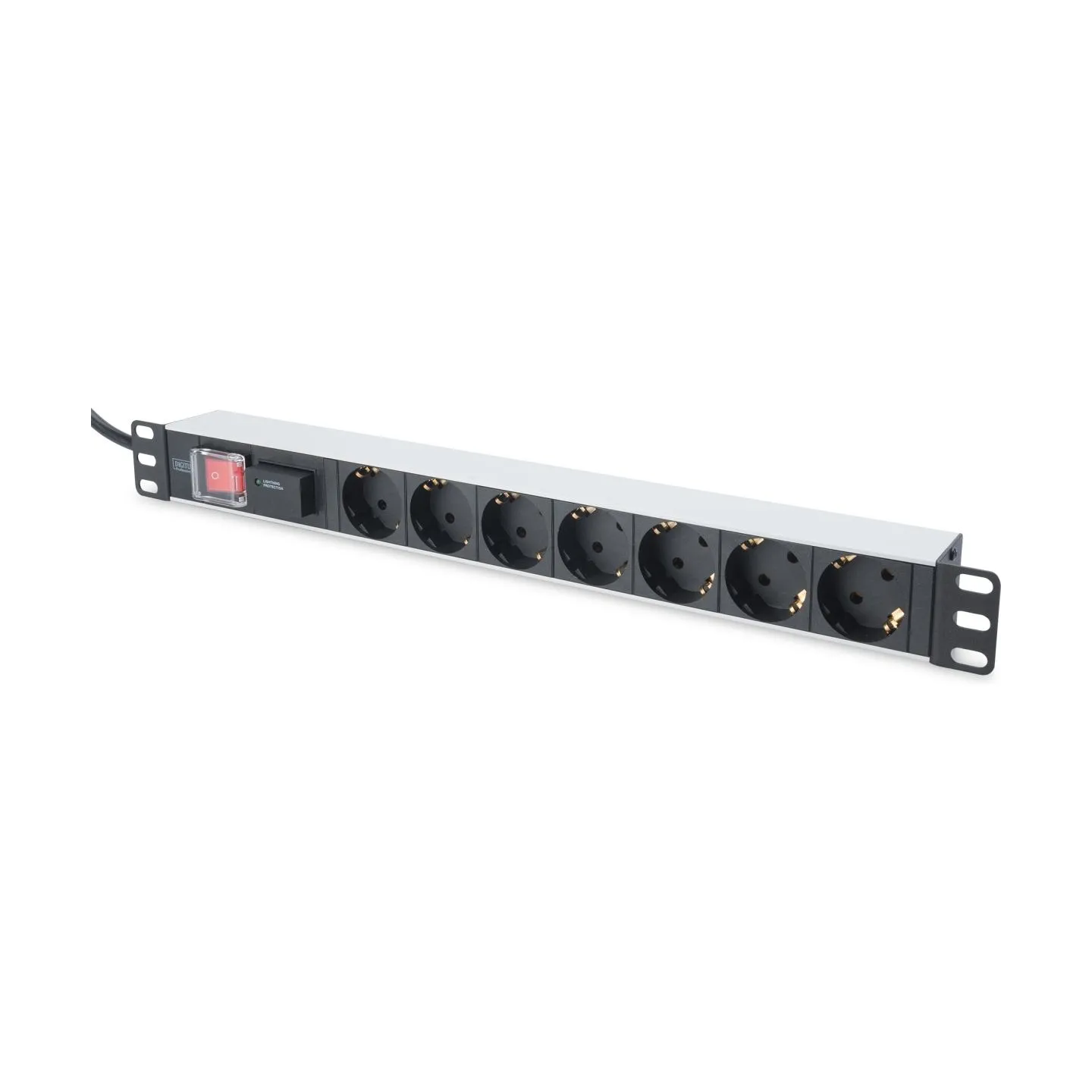 Digitus | 1U Aluminum PDU, rackmountable, 7x safety outlet 16A Plug, 250VAC 50/60Hz, switch, surge protection | DN-95407