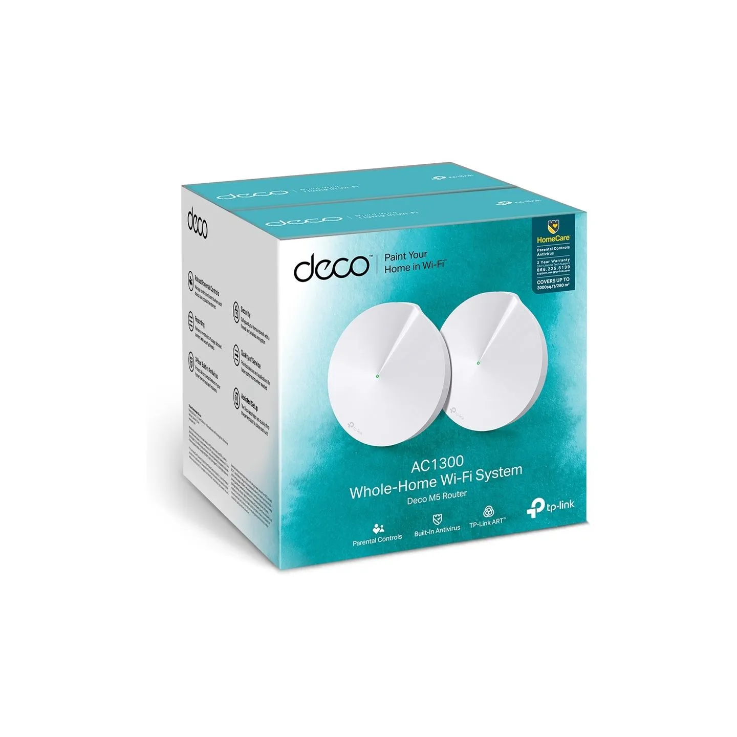 Tp-Link AC1300 Whole Home Mesh Wi-Fi System | Deco M5 (2-pack) | 802.11ac | 867+400 Mbit/s | 10/100/1000 Mbit/s | Ethernet LAN (