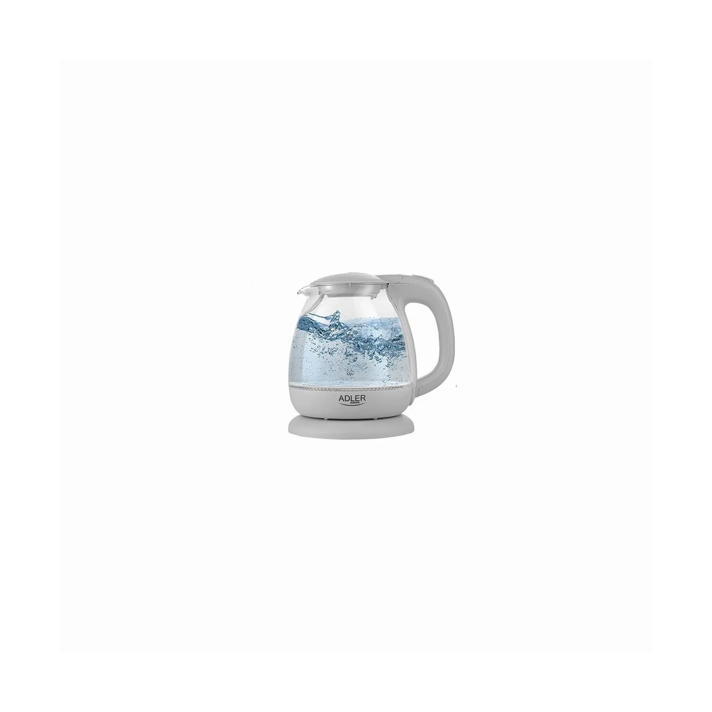Adler | Kettle | AD 1283G | Standard | 1100 W | 1 L | Plastic/Glass | 360° rotational base | Grey