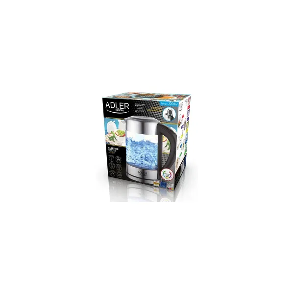 Adler | Kettle | AD 1247 | With electronic control | 1850 W | 1.7 L | Stainless steel/Glass | 360° rotational base | Stainless s