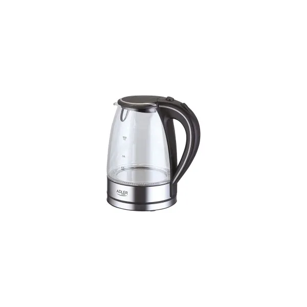 Adler | Kettle | AD 1225 | Standard | 2000 W | 1.7 L | Glass | 360° rotational base | Transparent/Stainless steel