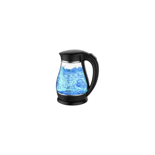 Adler | Kettle | AD 1274 | Standard | 2200 W | 1.7 L | Plastic/Glass | 360° rotational base | Black/ transparent